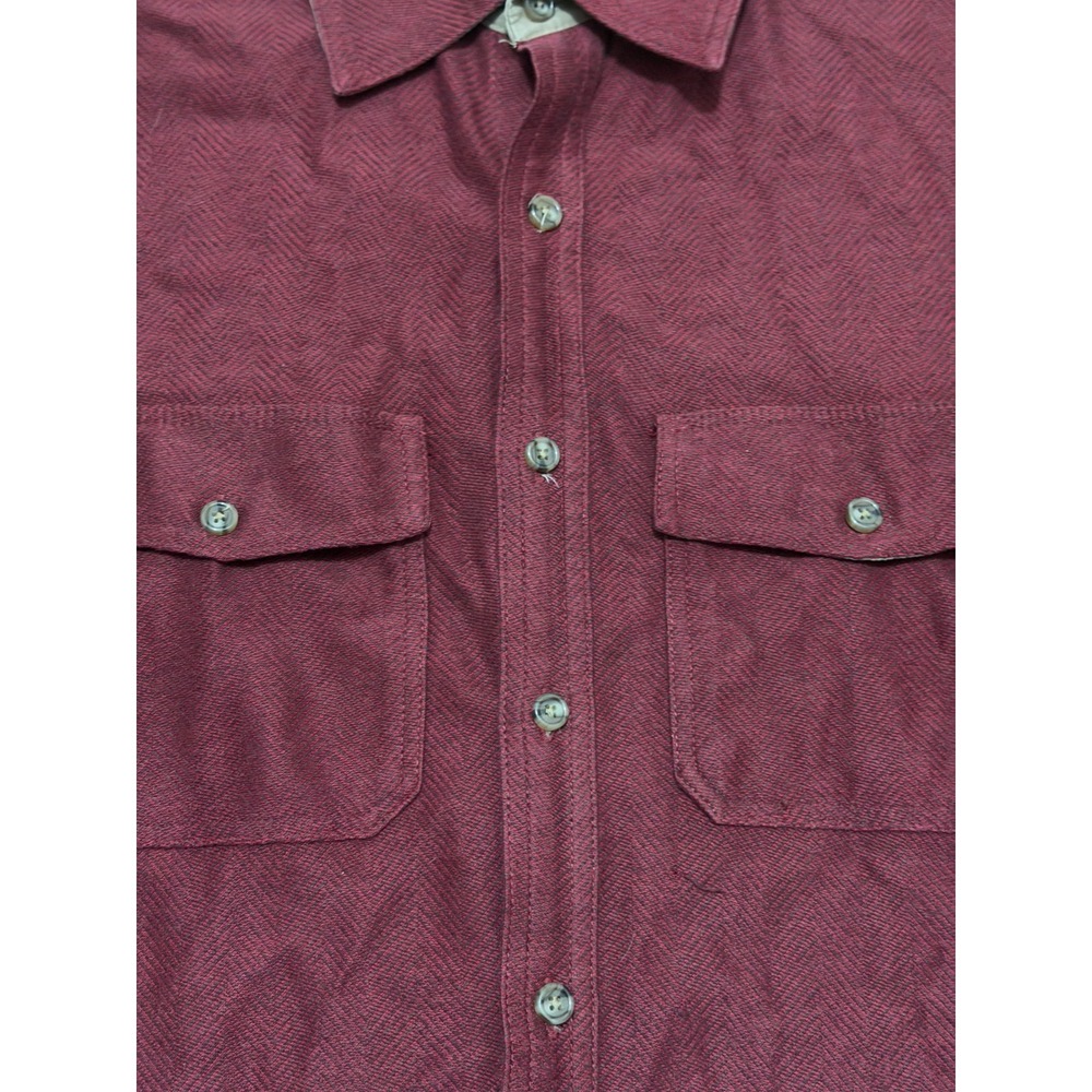 L.L.Bean Shirt Mens Large Chamois Cloth Workwear Button Front Red - Picture 4 of 11